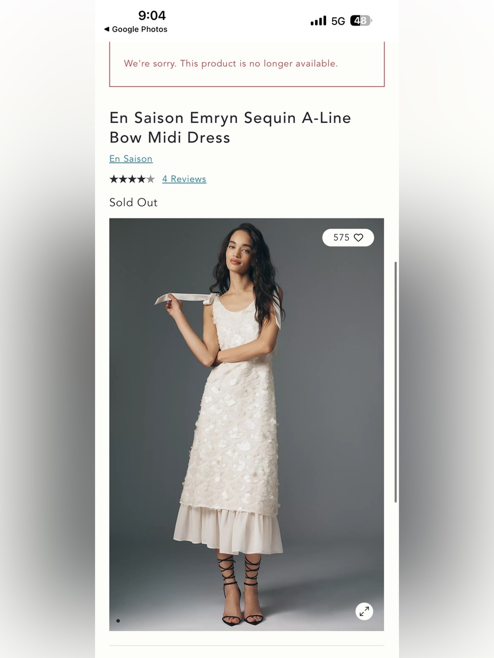 NWT En Saison Emryn Sequin A-Line Bow Midi Dress - Ivory